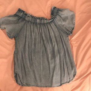 Jean off the shoulder blouse